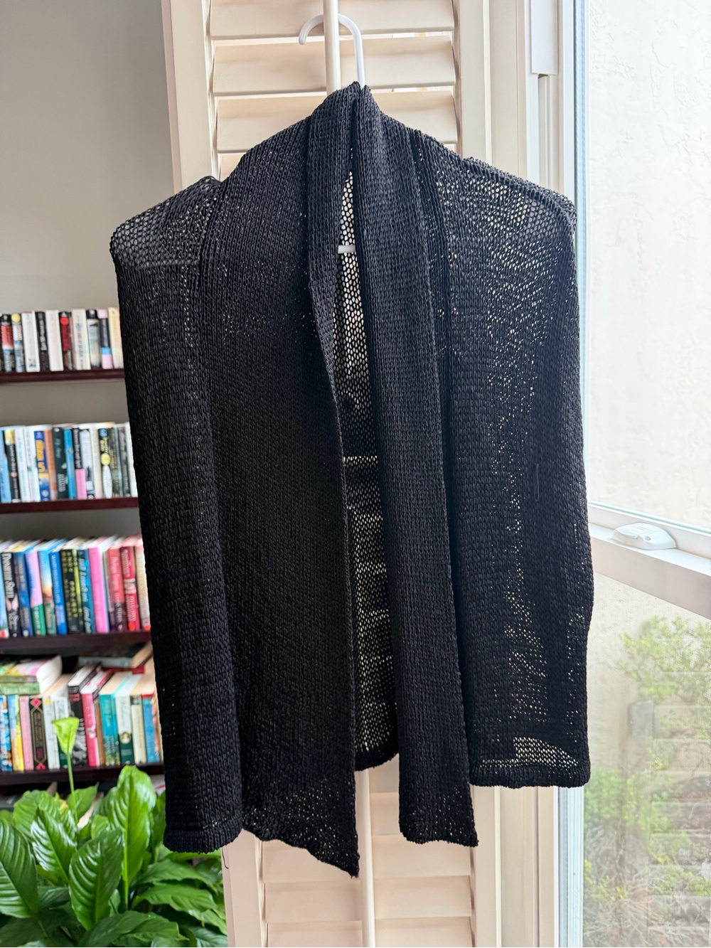 bebe Black Open Knit Draped Shrug